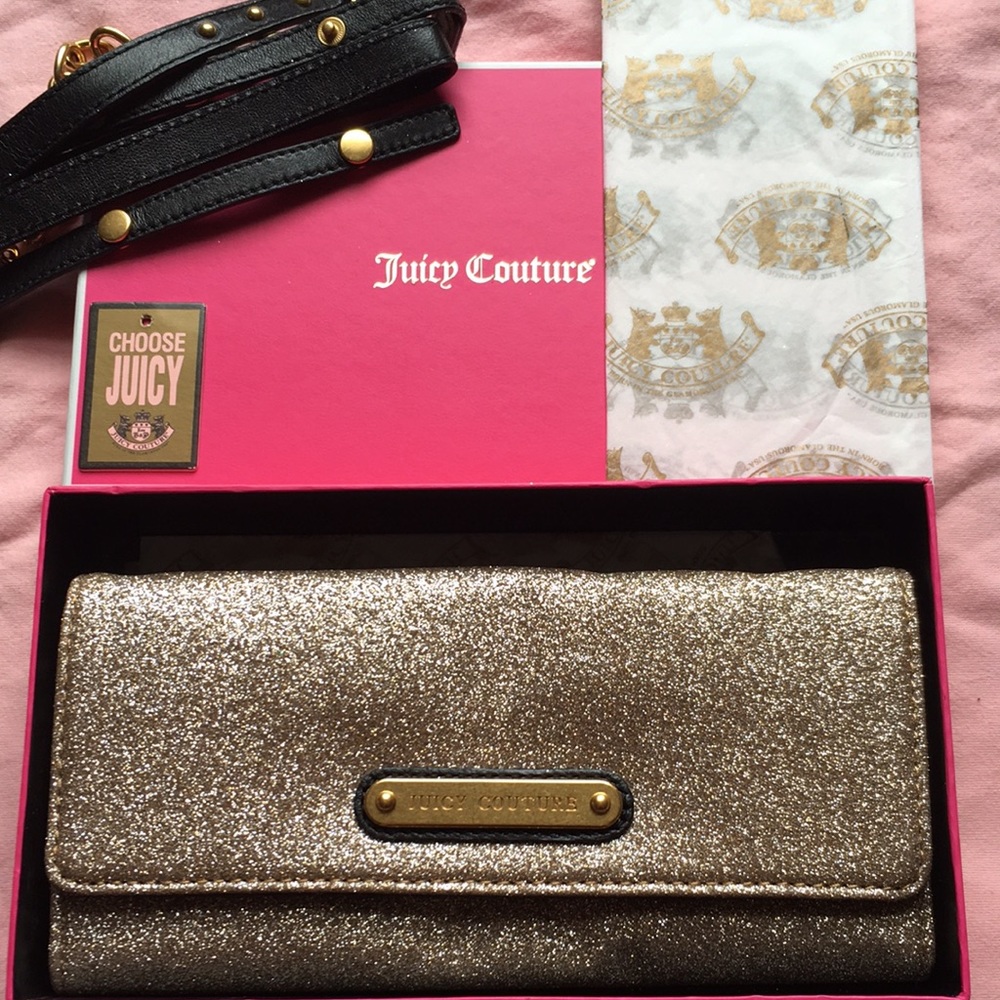 Juicy Couture gold glitter long wallet. Perfect Gift!
